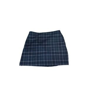 Urban‎ Outfitters Mini Skirt Small Navy Plaid White Stripe Trim Pockets